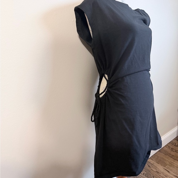 Universal Thread Black Cutout Tie Waist Mini Dress Size M Cotton Skater Sporty - Picture 3 of 7